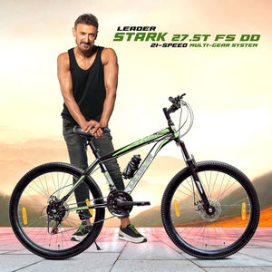 Leader Spyder 27.5T Mountain Bike – Sleek Single‑Speed MTB for Men & Teens (15+), Matt Black/Orange