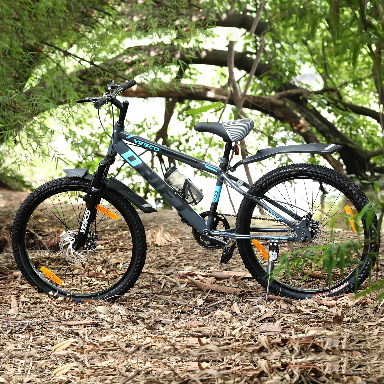 VESCO 24T Drift Kids Mountain Bike – Single‑Speed MTB with Dual Disc Brakes & Suspension | Affordable Ride for Teens (9‑14 Years)