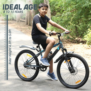 VESCO 24T Drift Kids Mountain Bike – Single‑Speed MTB with Dual Disc Brakes & Suspension | Affordable Ride for Teens (9‑14 Years)