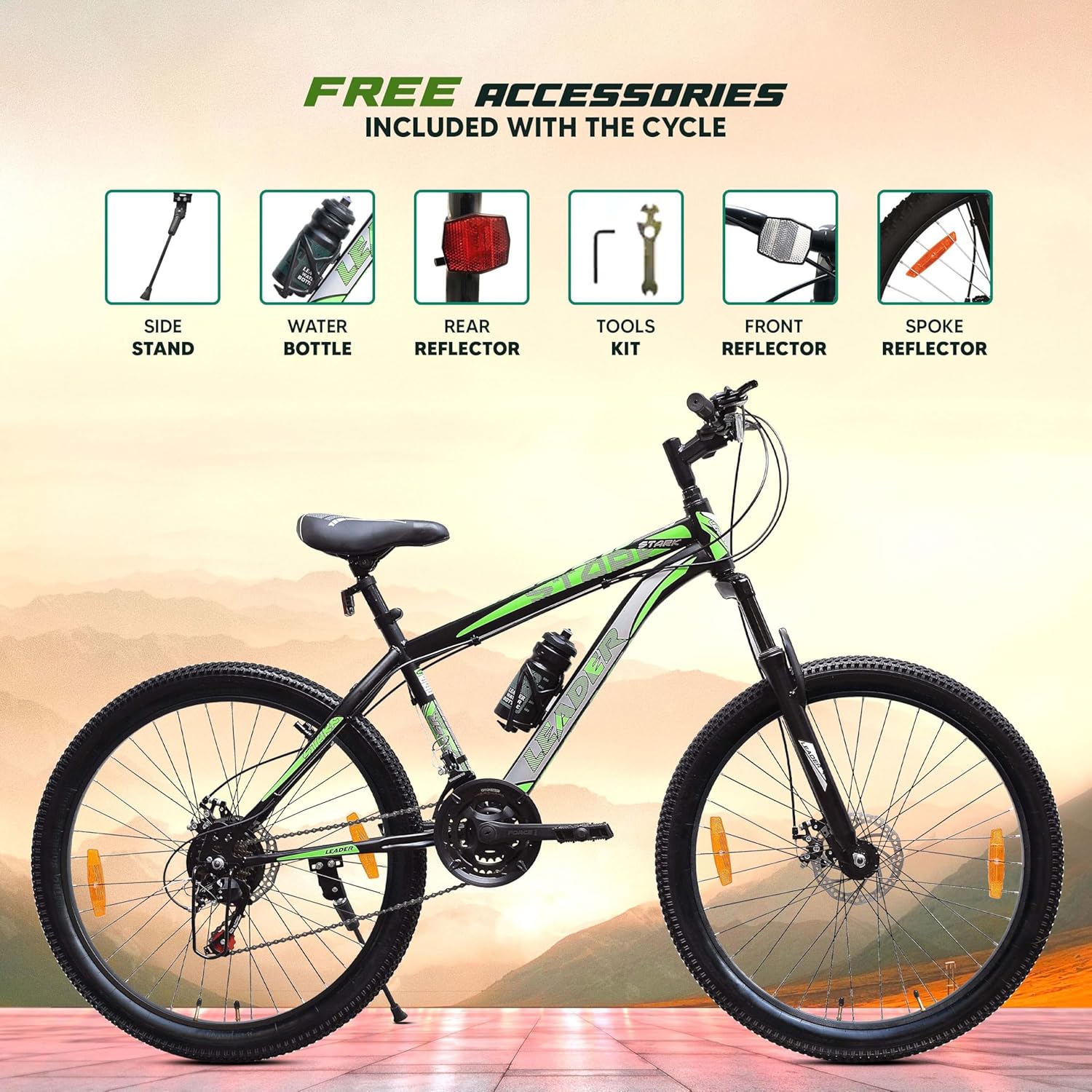 Leader Spyder 27.5T Mountain Bike – Sleek Single‑Speed MTB for Men & Teens (15+), Matt Black/Orange