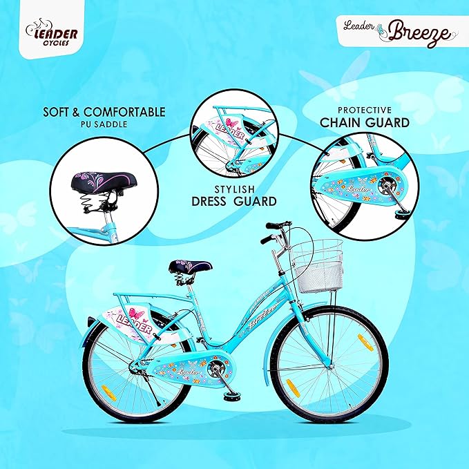 Leader Lady Star Breeze 26T Lifestyle Bike for Women – Elegant Single-Speed Commuter with Basket & Carrier, Affordable Alternative to Electric Bicycles