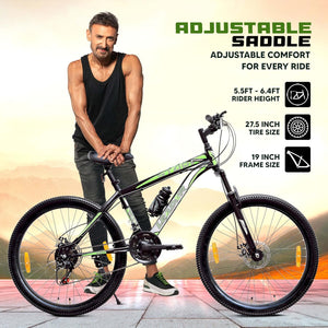 Leader Spyder 27.5T Mountain Bike – Sleek Single‑Speed MTB for Men & Teens (15+), Matt Black/Orange