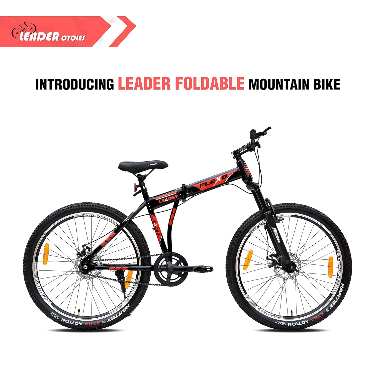 Leader Flexo 27.5T Foldable Electric Cycle | Dual Disc Brakes & Front Suspension E-Bike for Men