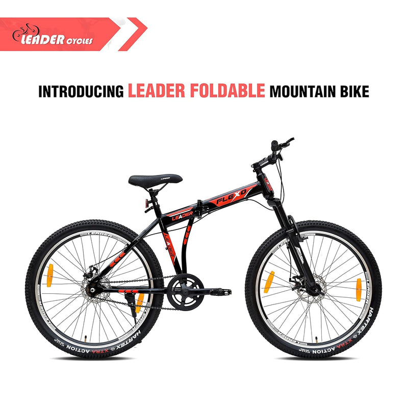 Leader Flexo 27.5T Foldable Electric Cycle | Dual Disc Brakes & Front Suspension E-Bike for Men