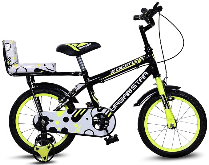URBANSTAR Zoom 14T Kids Electric Cycle | 14 Inch Tyres | Double Seat | Safe & Stylish E-Bike for Boys & Girls (3–5 Years)