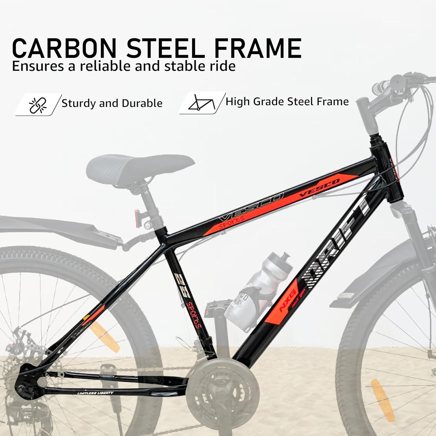 VESCO Drift NXG 26T Electric Cycle – 21-Speed Gear E-Bike with Dual Disc Brakes & Front Suspension | Affordable Electric Bicycle for Men & Women
