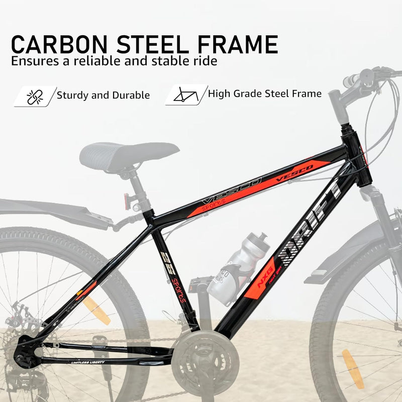 VESCO Drift NXG 26T Electric Cycle – 21-Speed Gear E-Bike with Dual Disc Brakes & Front Suspension | Affordable Electric Bicycle for Men & Women