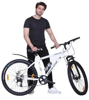 URBANSTAR Delta 26T 7-Speed Geared Mountain Bicycle for Adults | Dual Disc Brakes, Front Suspension | Affordable MTB Online