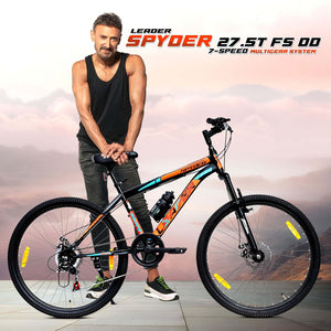 Leader Spyder 27.5T Electric Cycle | 7-Speed Mountain E-Bike with Dual Disc Brakes & Suspension