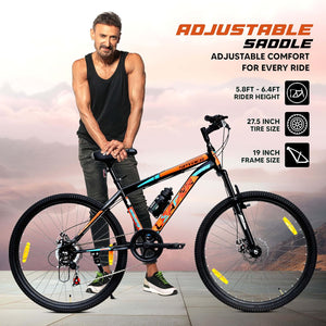 Leader Spyder 27.5T Electric Cycle | 7-Speed Mountain E-Bike with Dual Disc Brakes & Suspension