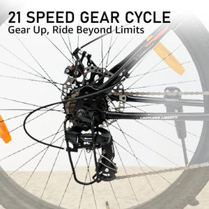 VESCO Drift NXG 26T Electric Cycle – 21-Speed Gear E-Bike with Dual Disc Brakes & Front Suspension | Affordable Electric Bicycle for Men & Women