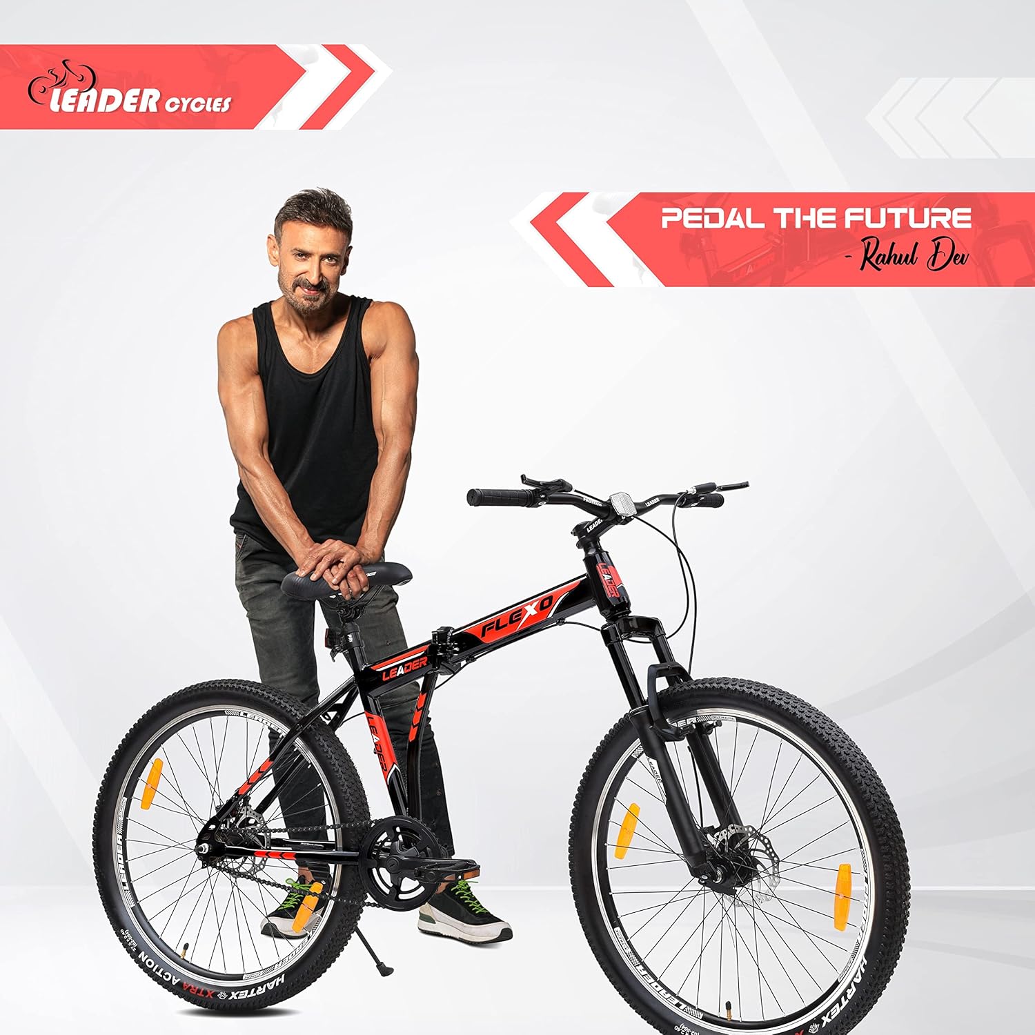 Leader Flexo 27.5T Foldable Electric Cycle | Dual Disc Brakes & Front Suspension E-Bike for Men
