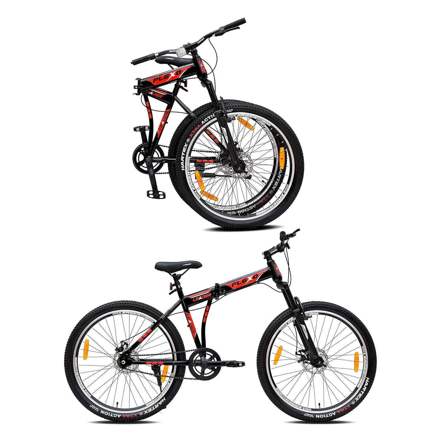 Leader Flexo 27.5T Foldable Electric Cycle | Dual Disc Brakes & Front Suspension E-Bike for Men