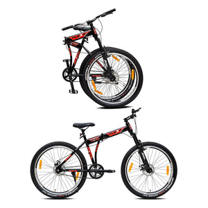 Leader Flexo 27.5T Foldable Electric Cycle | Dual Disc Brakes & Front Suspension E-Bike for Men