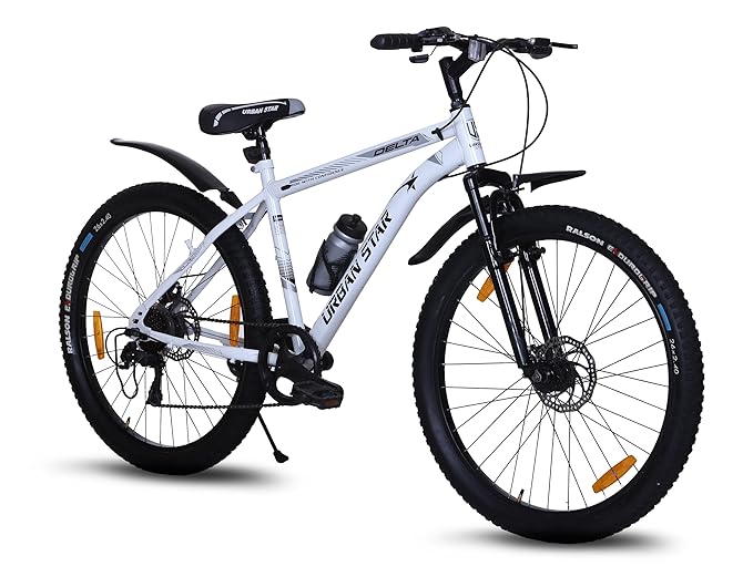 URBANSTAR Delta 26T 7-Speed Geared Mountain Bicycle for Adults | Dual Disc Brakes, Front Suspension | Affordable MTB Online