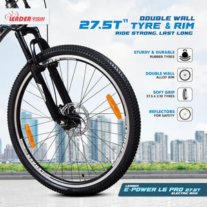🚴 Leader E-Power L6 Pro 27.5T Electric Cycle | 250W Motor, Removable Battery & Dual Disc Brakes