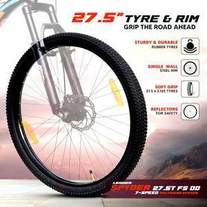 Leader Spyder 27.5T Electric Cycle | 7-Speed Mountain E-Bike with Dual Disc Brakes & Suspension