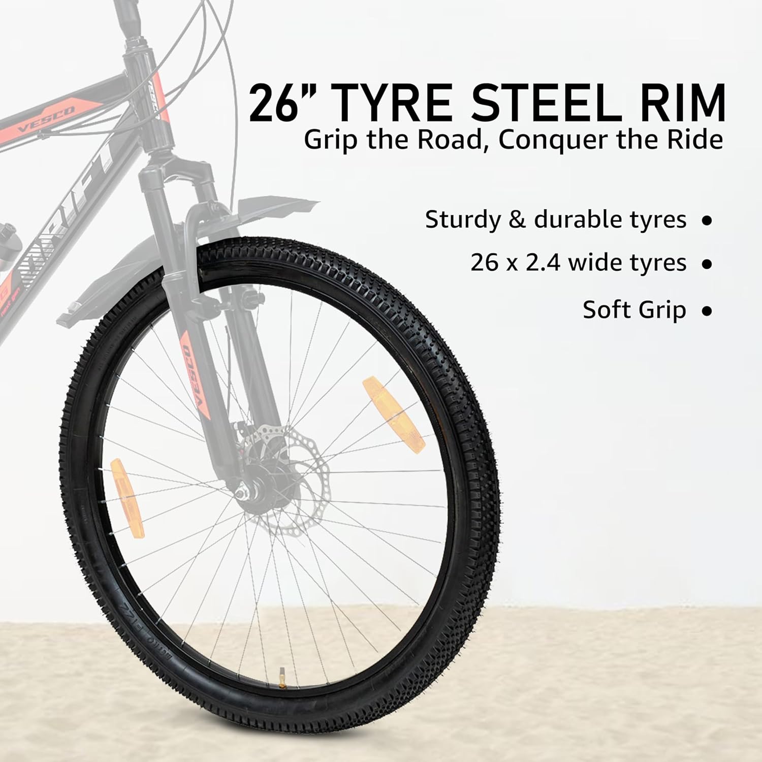 VESCO Drift NXG 26T Electric Cycle – 21-Speed Gear E-Bike with Dual Disc Brakes & Front Suspension | Affordable Electric Bicycle for Men & Women