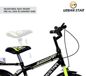 URBANSTAR Zoom 14T Kids Electric Cycle | 14 Inch Tyres | Double Seat | Safe & Stylish E-Bike for Boys & Girls (3–5 Years)