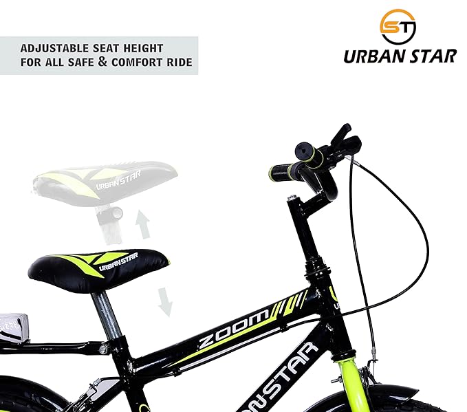 URBANSTAR Zoom 14T Kids Electric Cycle | 14 Inch Tyres | Double Seat | Safe & Stylish E-Bike for Boys & Girls (3–5 Years)