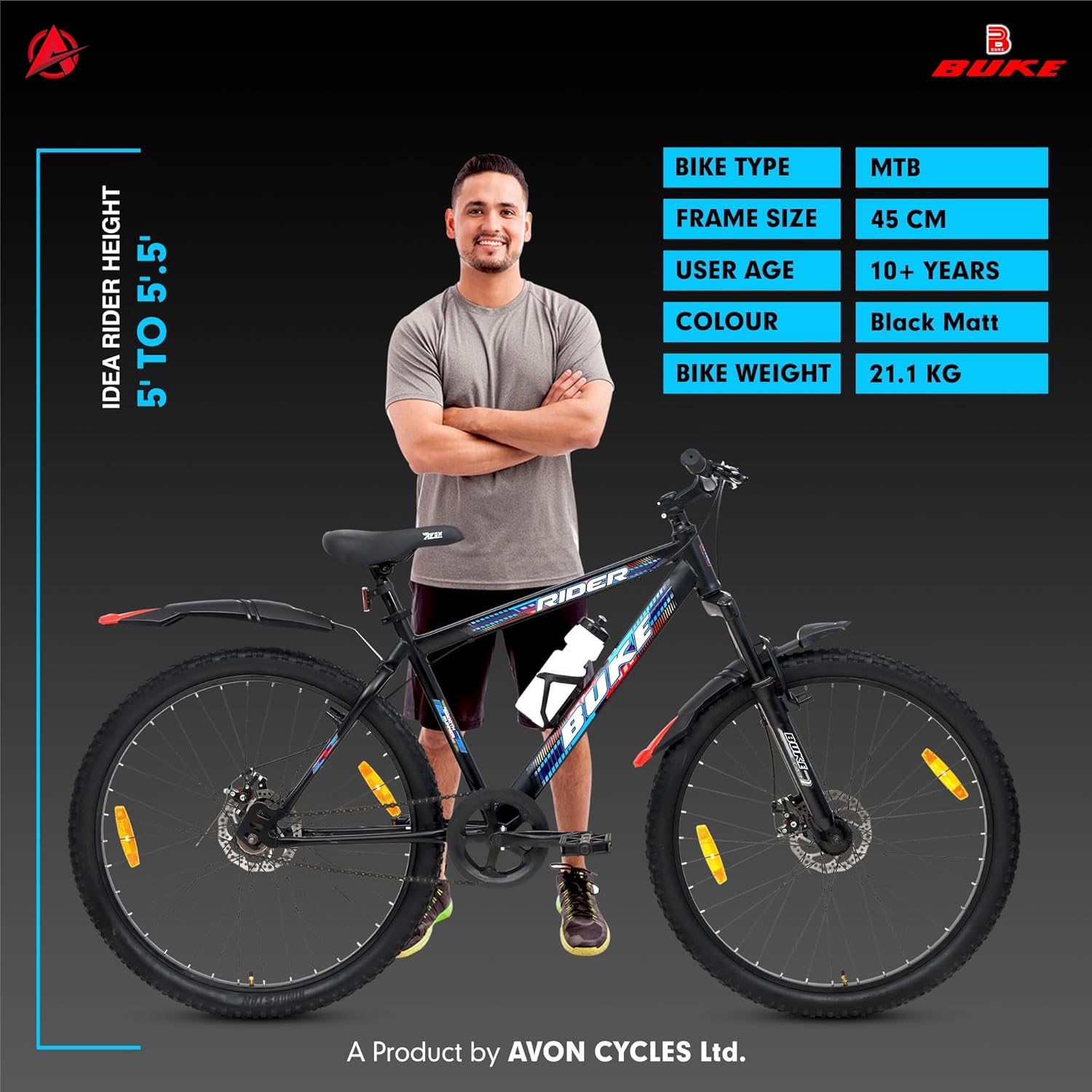 BUKE Rider 27.5T Electric Cycle | Dual Suspension E-Bike with Disc Brakes for Men & Adults