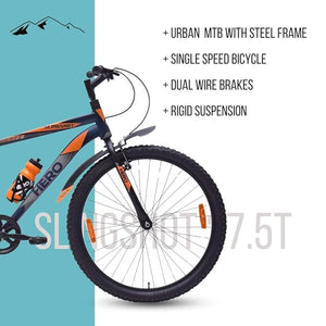 Hero Slingshot 27.5T Mountain Bicycle for Men | Strong Carbon Steel Frame, 18-Inch Gearless Cycle