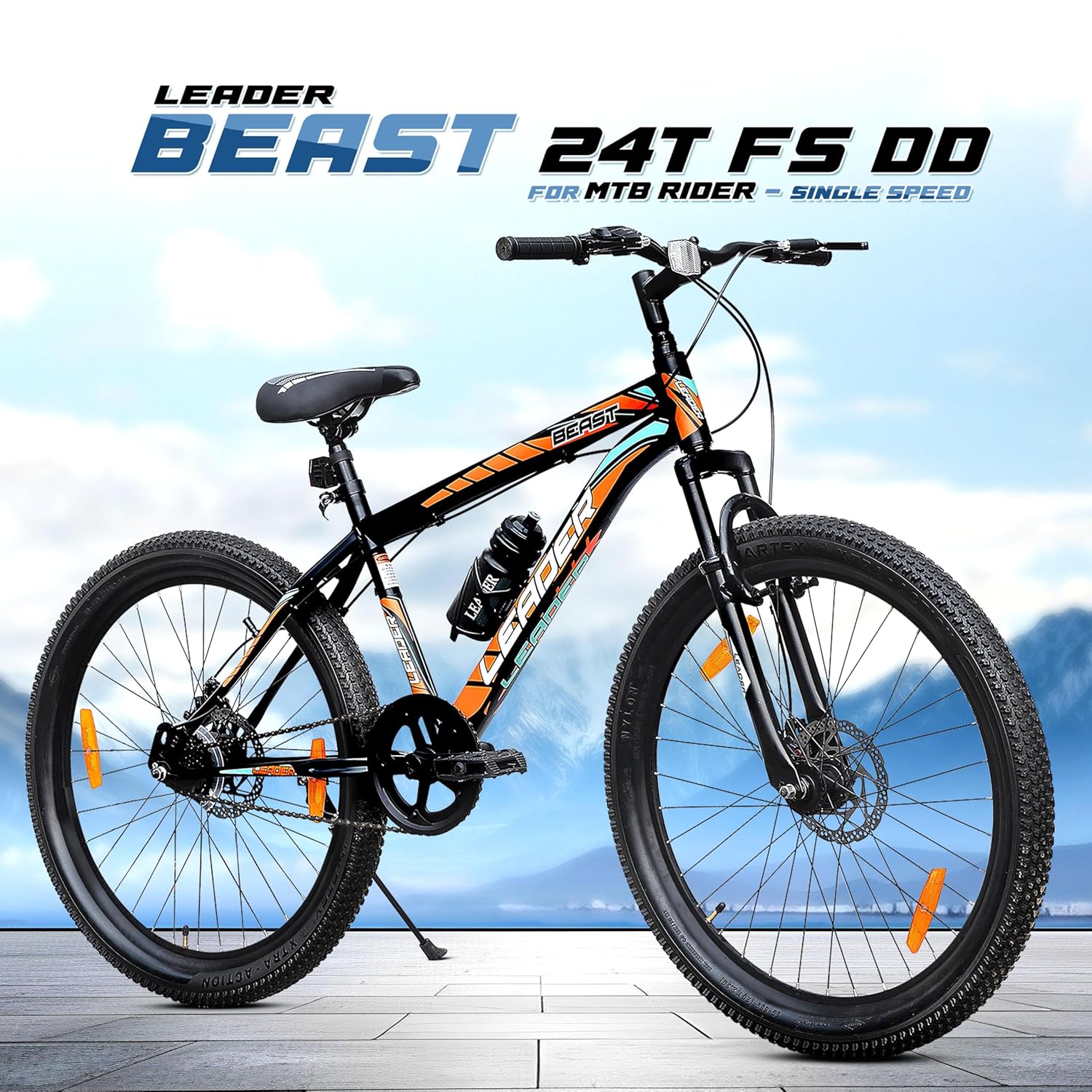 Leader Beast 24T Electric Cycle – 7-Speed E-Bike with Disc Brakes & Front Suspension for Teens & Adults