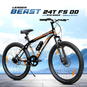 Leader Beast 24T Electric Cycle – 7-Speed E-Bike with Disc Brakes & Front Suspension for Teens & Adults