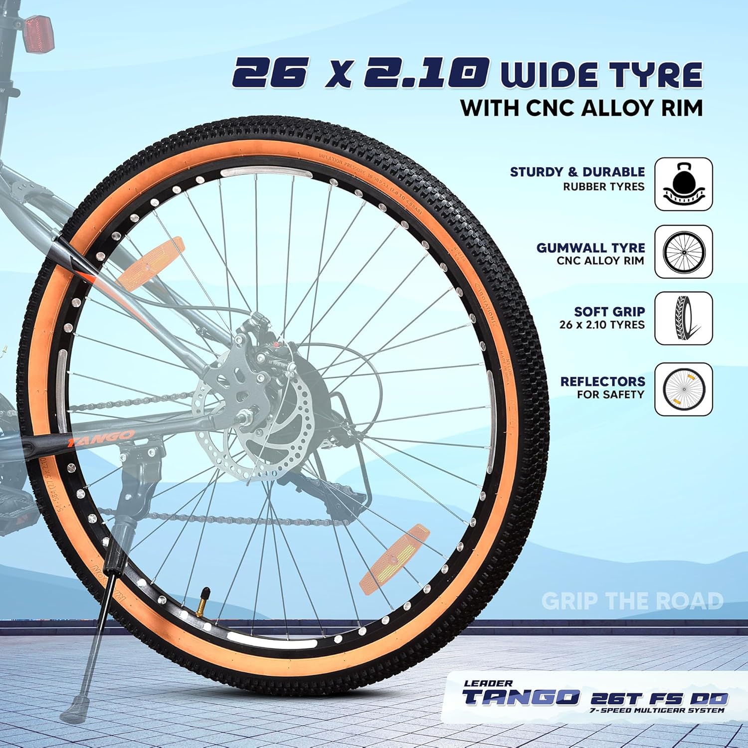 Leader Tango 26T Gear Bicycle for Men | 7-Speed MTB with Disc Brakes & Suspension
