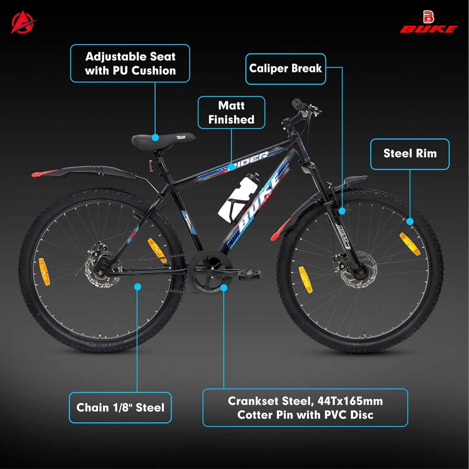 BUKE Rider 27.5T Electric Cycle | Dual Suspension E-Bike with Disc Brakes for Men & Adults