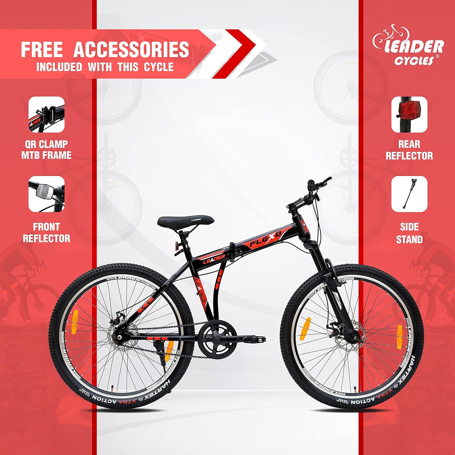 Leader Flexo 27.5T Foldable Electric Cycle | Dual Disc Brakes & Front Suspension E-Bike for Men