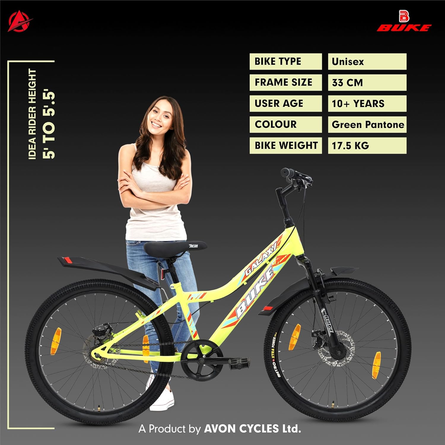 BUKE Avon Galaxy 24T Electric Cycle | Foldable E-Bike with Dual Disc Brakes & Alloy Frame for Adults
