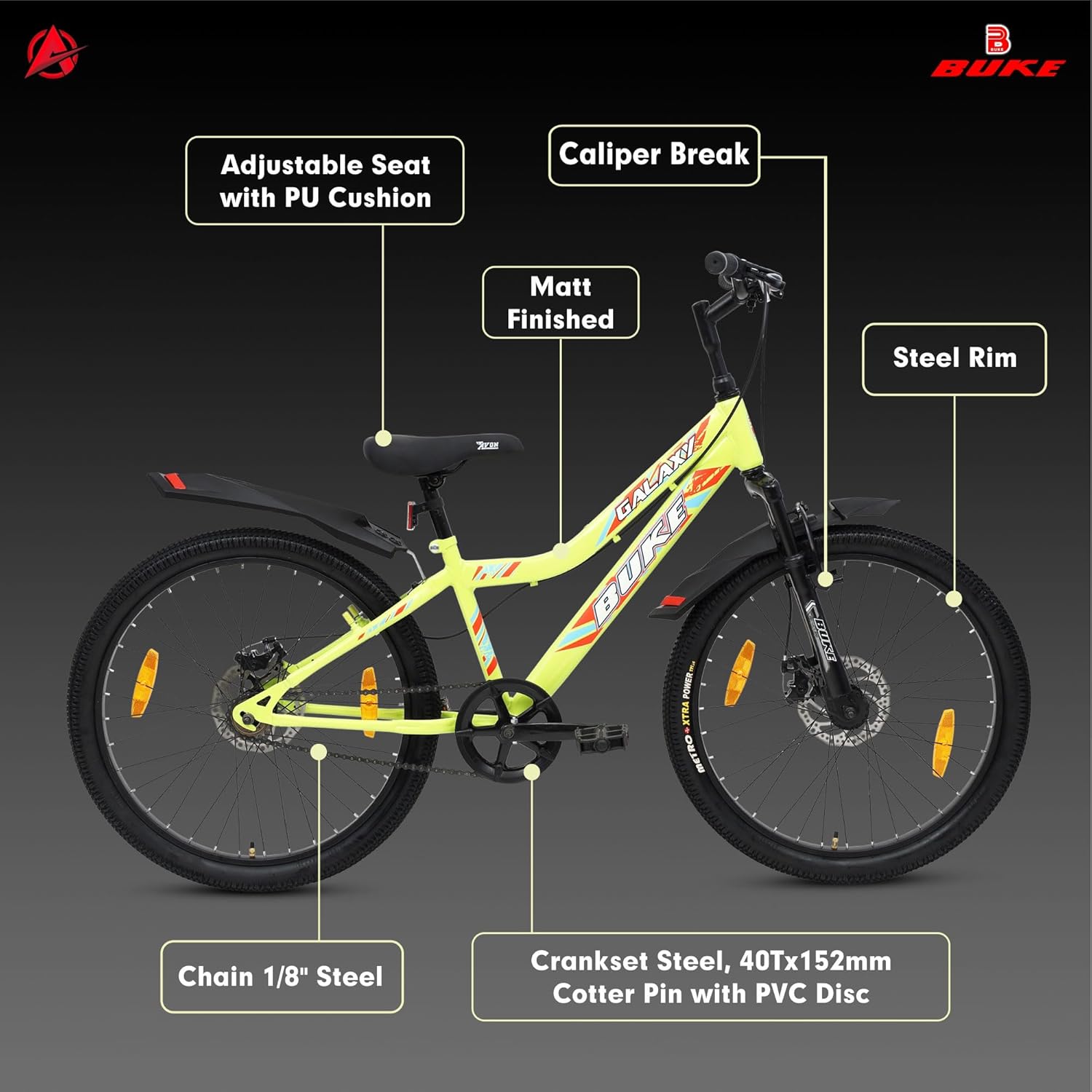 BUKE Avon Galaxy 24T Electric Cycle | Foldable E-Bike with Dual Disc Brakes & Alloy Frame for Adults