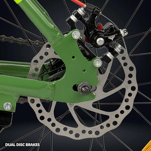 ROADGIANT Kiev 20T Kids Bike with Dual Disc Brake | Aluminum Frame MTB | Single Speed | Front Suspension | Army Green | Perfect for Young Riders