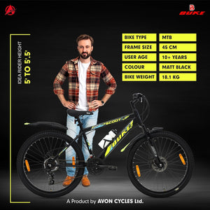 BUKE Avon Scoot 26T Multi-Speed Gear Cycle for Men | 7-Speed Mountain Bike with Disc Brakes | Alternative to Electric Bicycles & e Bikes