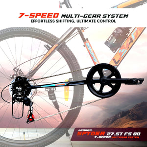 Leader Spyder 27.5T Electric Cycle | 7-Speed Mountain E-Bike with Dual Disc Brakes & Suspension