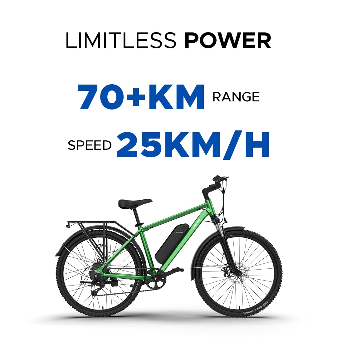 EMotorad T-Rex Pro Electric Cycle | 70 km Range E-Bike with Step-Through Frame & LCD Display
