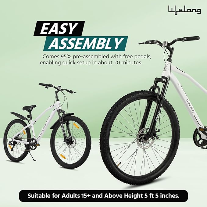 Lifelong 27.5T Electric Cycle | Foldable Eco-Friendly E-Bike with Suspension & Dual Disc Brakes