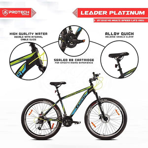 Leader Platinum 27.5T Electric Cycle | Affordable E-Bike with 21-Speed Gears & Dual Disc Brakes