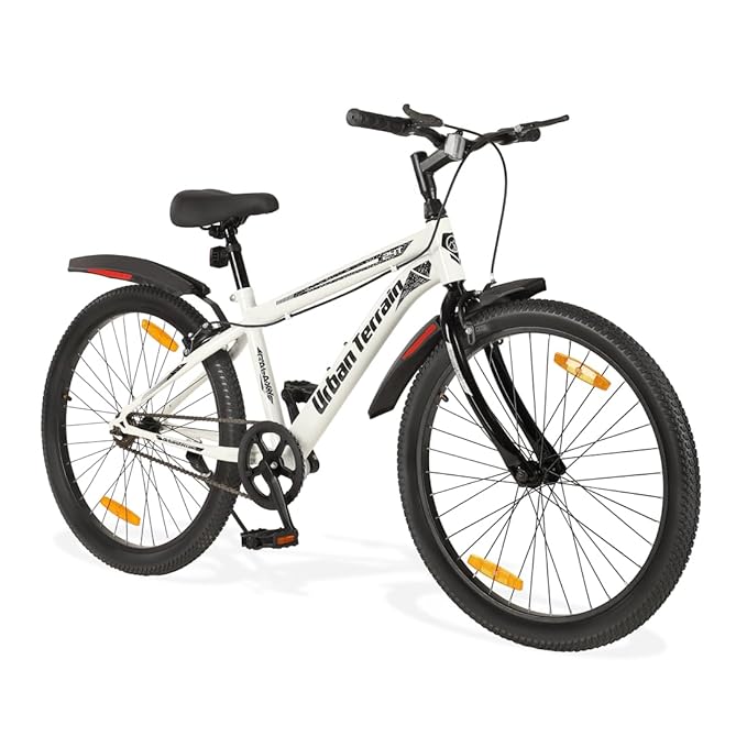 Urban Terrain Galaxy 26T MTB Bike for Men & Teens | Single-Speed Mountain Cycle | White | Affordable Alternative to Electric Bikes in India