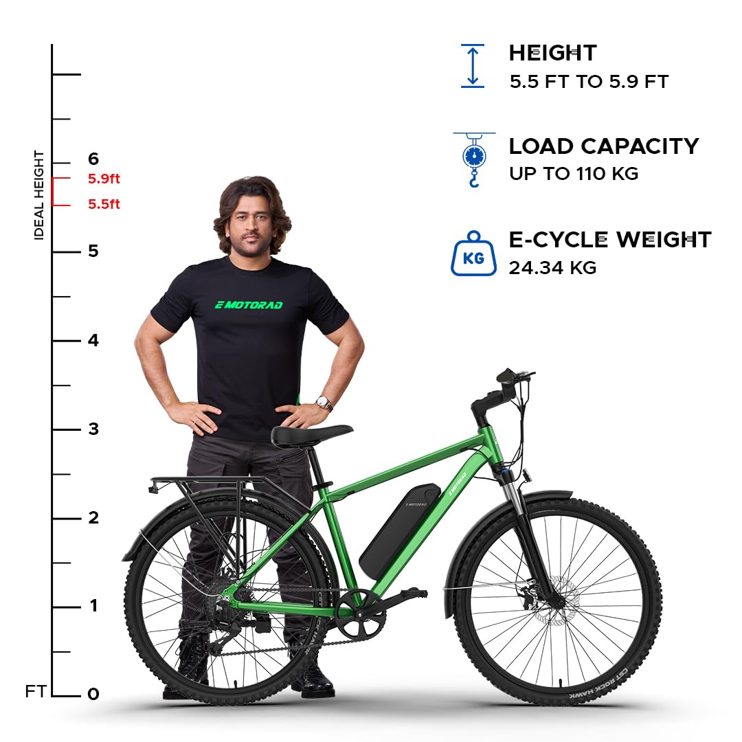 EMotorad T-Rex Pro Electric Cycle | 70 km Range E-Bike with Step-Through Frame & LCD Display