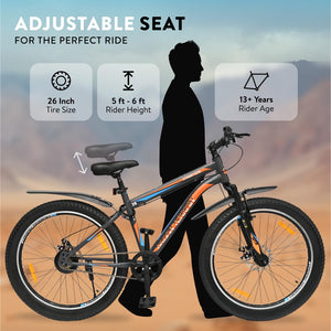 Urbana Terrain Bolt 26T Electric Cycle – Stylish E-Bike with 250W Motor, Suspension & Disc Brakes