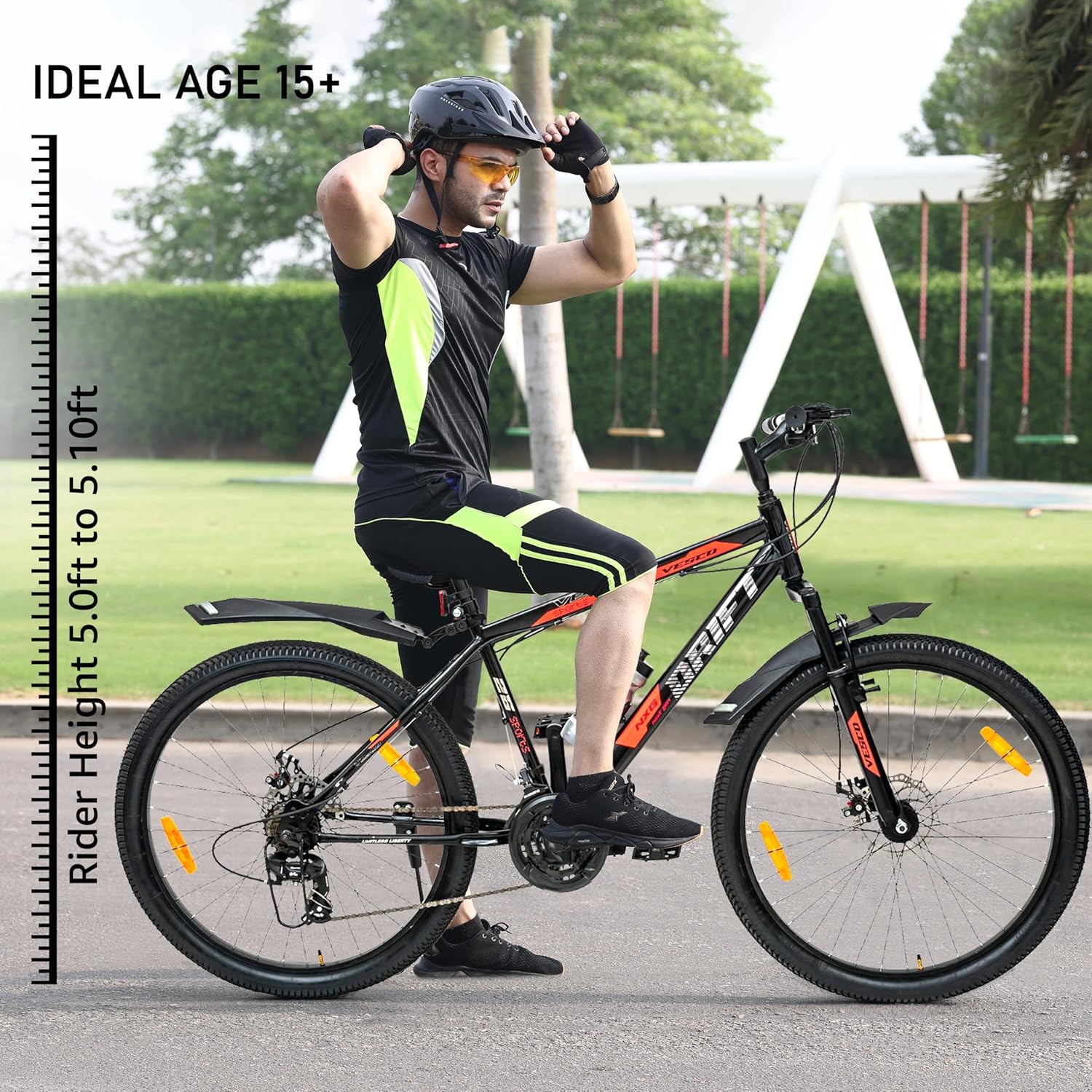 VESCO Drift NXG 26T Electric Cycle – 21-Speed Gear E-Bike with Dual Disc Brakes & Front Suspension | Affordable Electric Bicycle for Men & Women