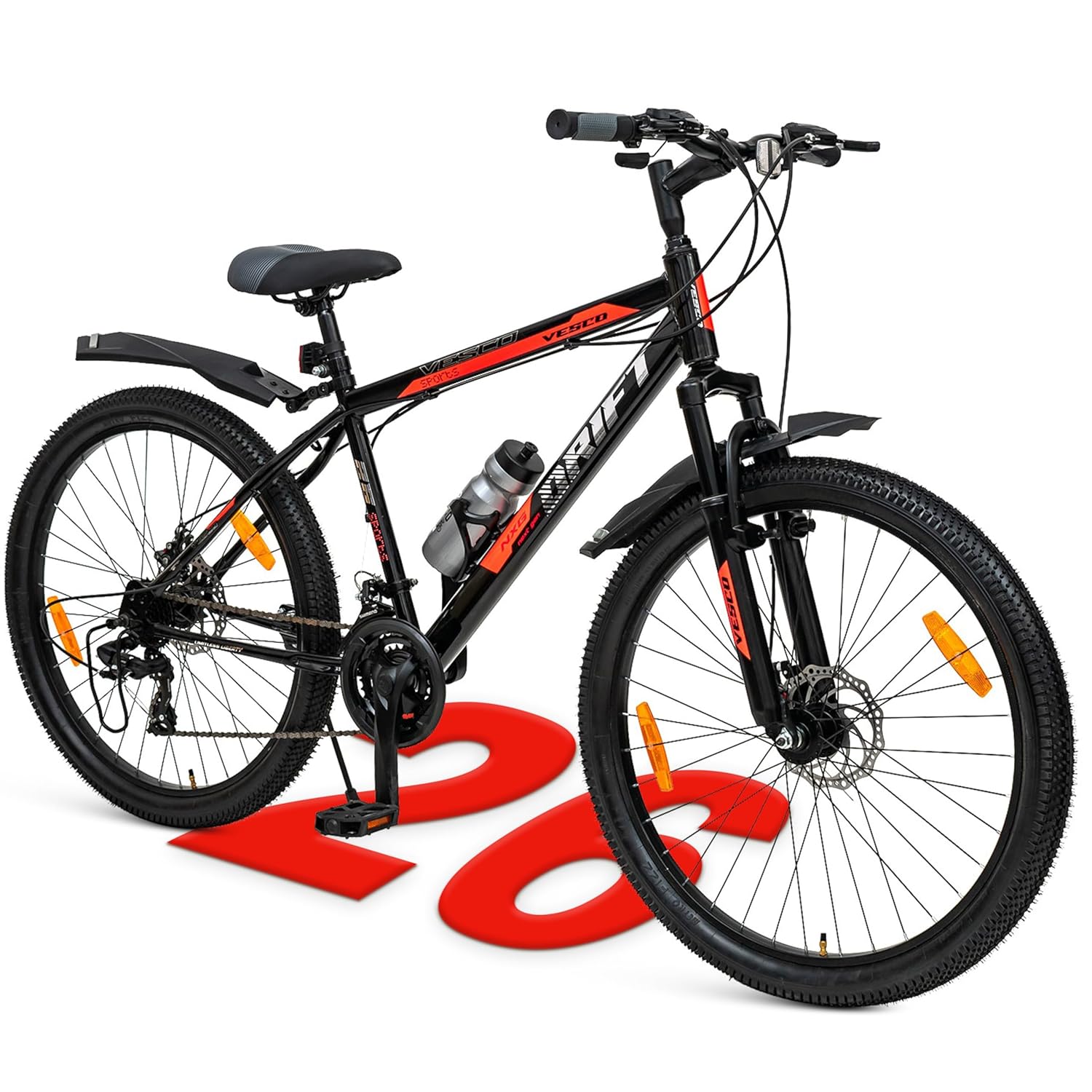 VESCO Drift NXG 26T Electric Cycle – 21-Speed Gear E-Bike with Dual Disc Brakes & Front Suspension | Affordable Electric Bicycle for Men & Women