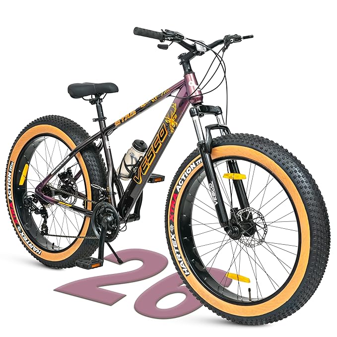 VESCO Stag 24T Electric Fat Tyre Cycle – 250W Motor, 40–50km Range & 21-Speed Gears
