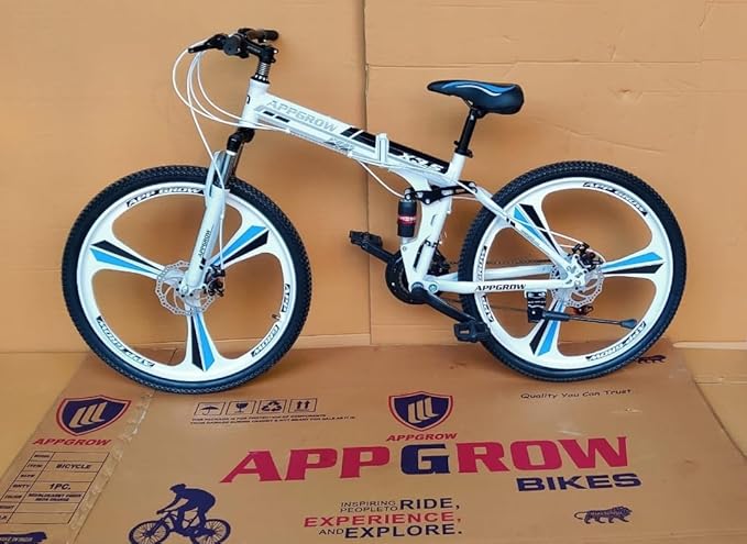Youth APPGROW 24-Inch Electric Cycle | Foldable Mountain E-Bike with Dual Suspension & Disc Brakes