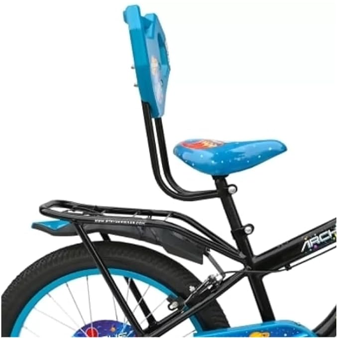 Arche 20″ Kids Bicycle – Space-Themed Black & Blue Bike with Training Wheels & Basket