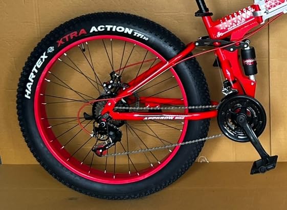 Appgrow 26x4 Fat Tyre Folding Mountain Bike | Dual Suspension, Disc Brakes, 21-Speed Gear for All Terrains