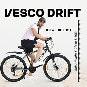 VESCO Drift E26 – Affordable Electric Cycle with Long-Range Battery & Mountain Bike Design