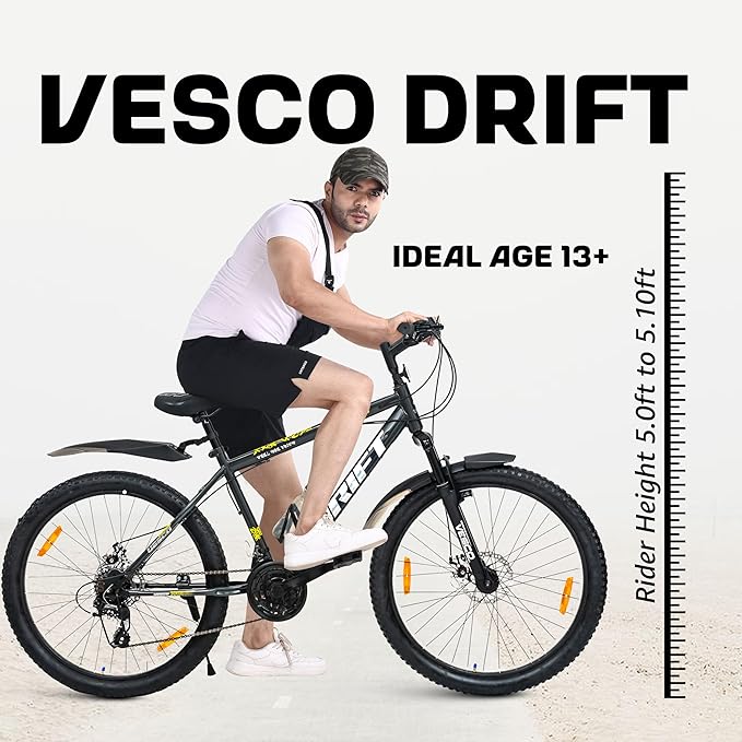 VESCO Drift E26 – Affordable Electric Cycle with Long-Range Battery & Mountain Bike Design
